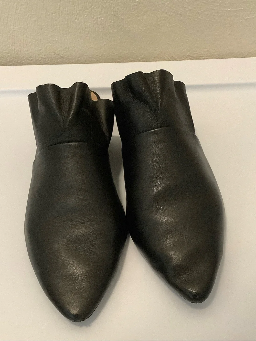 Free People Black Pointed Leather Mules